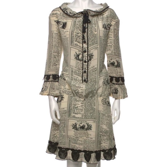 🌑 anna sui calendar/newspaper print dress - Picture 5 of 8